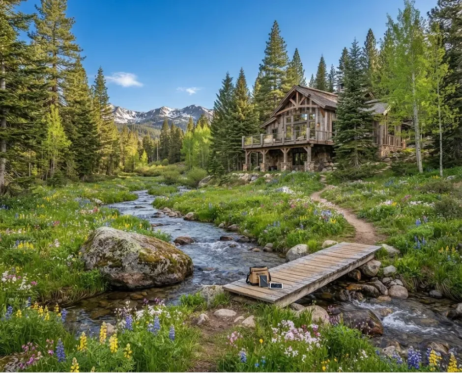 meadow or creek near a Truckee home in spring